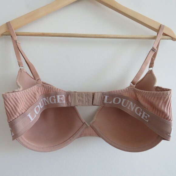 LOUNGE T-Shirt Bra in Ribbed Taupe Nude Comfort Neutral Minimalist - Size 34F - Picture 8 of 12